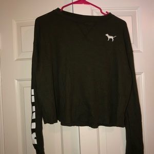 Pink long sleeve crop top